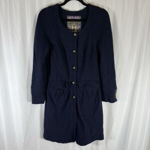 Free People Wool Blend Jacket Women's Medium Blue Button Up Pockets